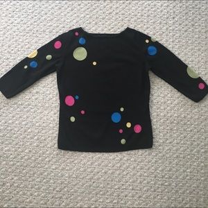Black 100% cotton sweater with colored dots
